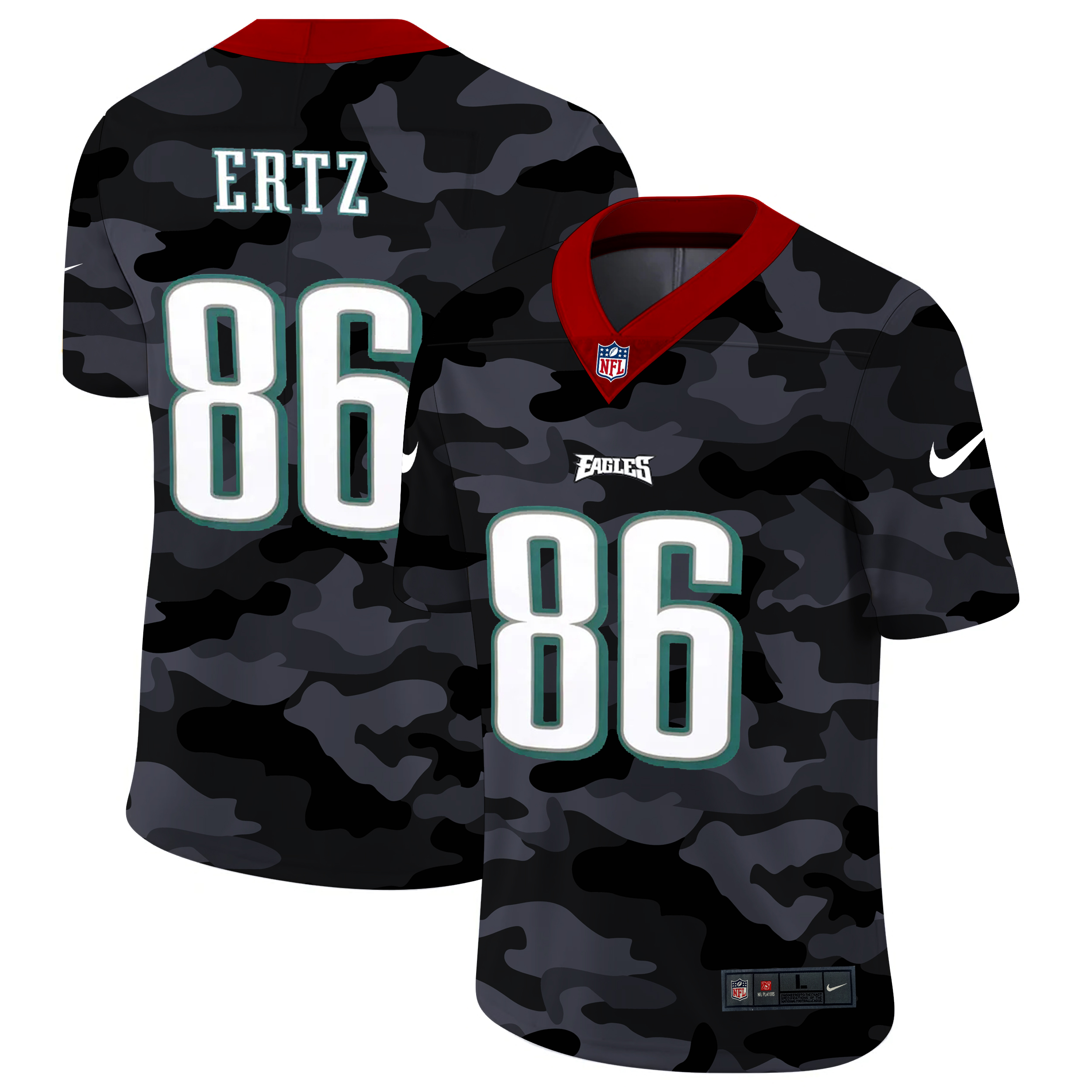 Personalized Philadelphia Eagles #86 Zach Ertz Men’s 2020 Black CAMO Untouchable Limited Stitched NFL Jersey