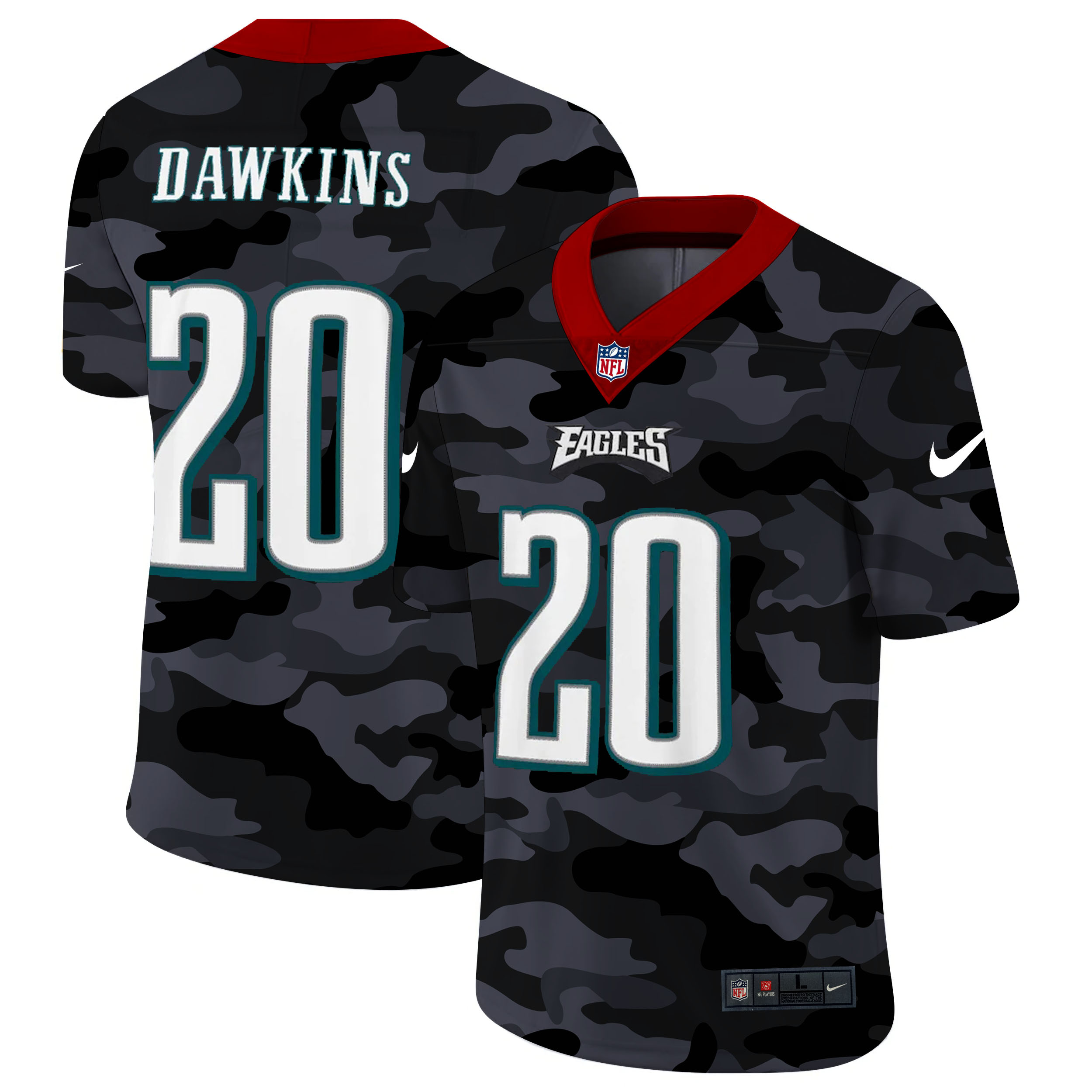 Personalized Philadelphia Eagles #20 Brian Dawkins Men’s 2020 Black CAMO Untouchable Limited Stitched NFL Jersey