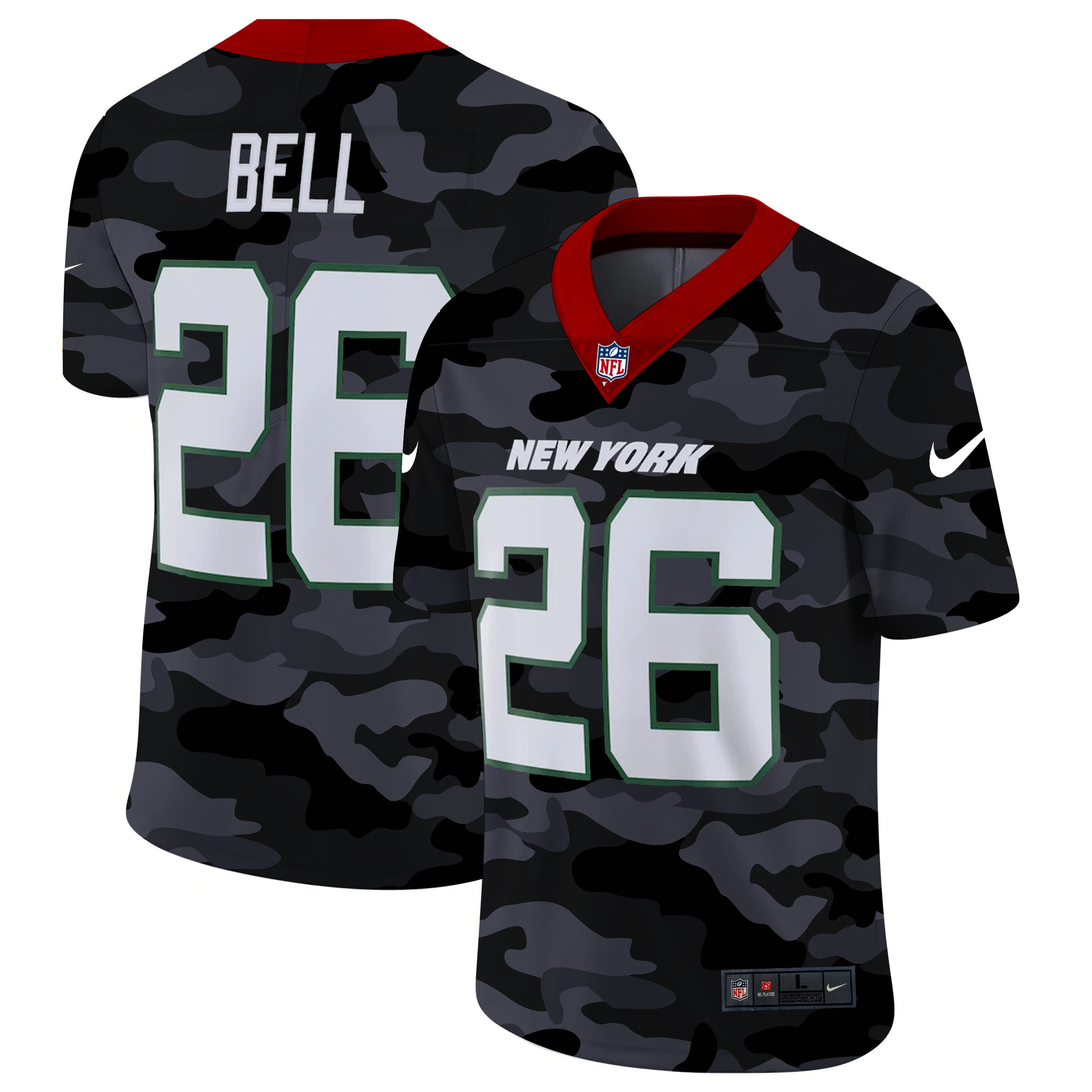 Personalized New York Jets #26 Le’Veon Bell Men’s 2020 Black CAMO Untouchable Limited Stitched NFL Jersey