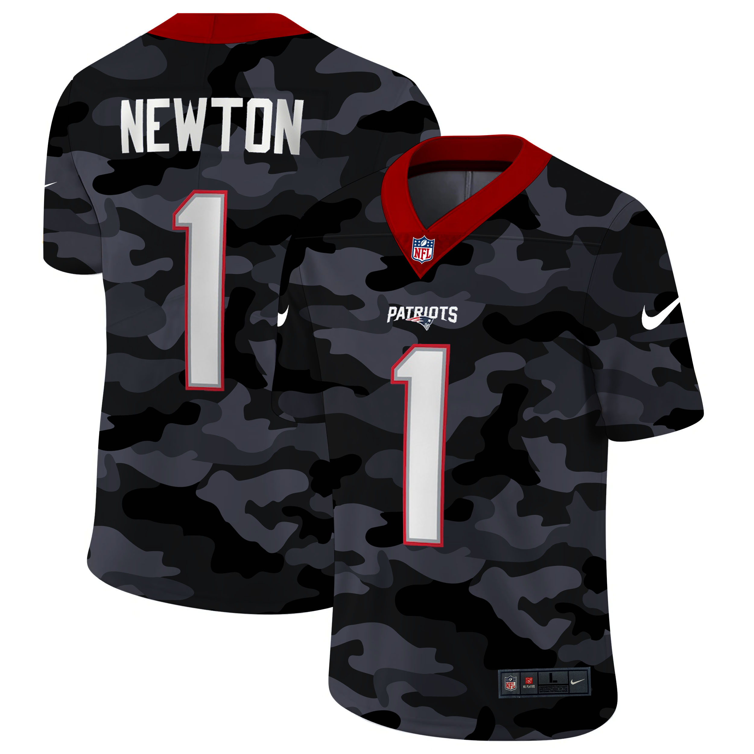 Personalized New England Patriots #1 Cam Newton Men’s 2020 Black CAMO Untouchable Limited Stitched NFL Jersey