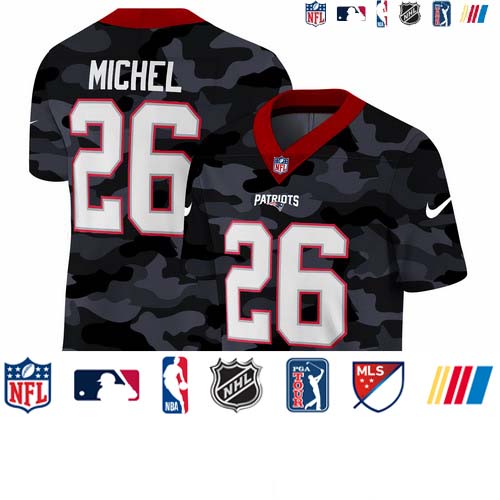 Personalized New England Patriots #26 Sony Michel Men’s 2020 Black CAMO Untouchable Limited Stitched NFL Jersey