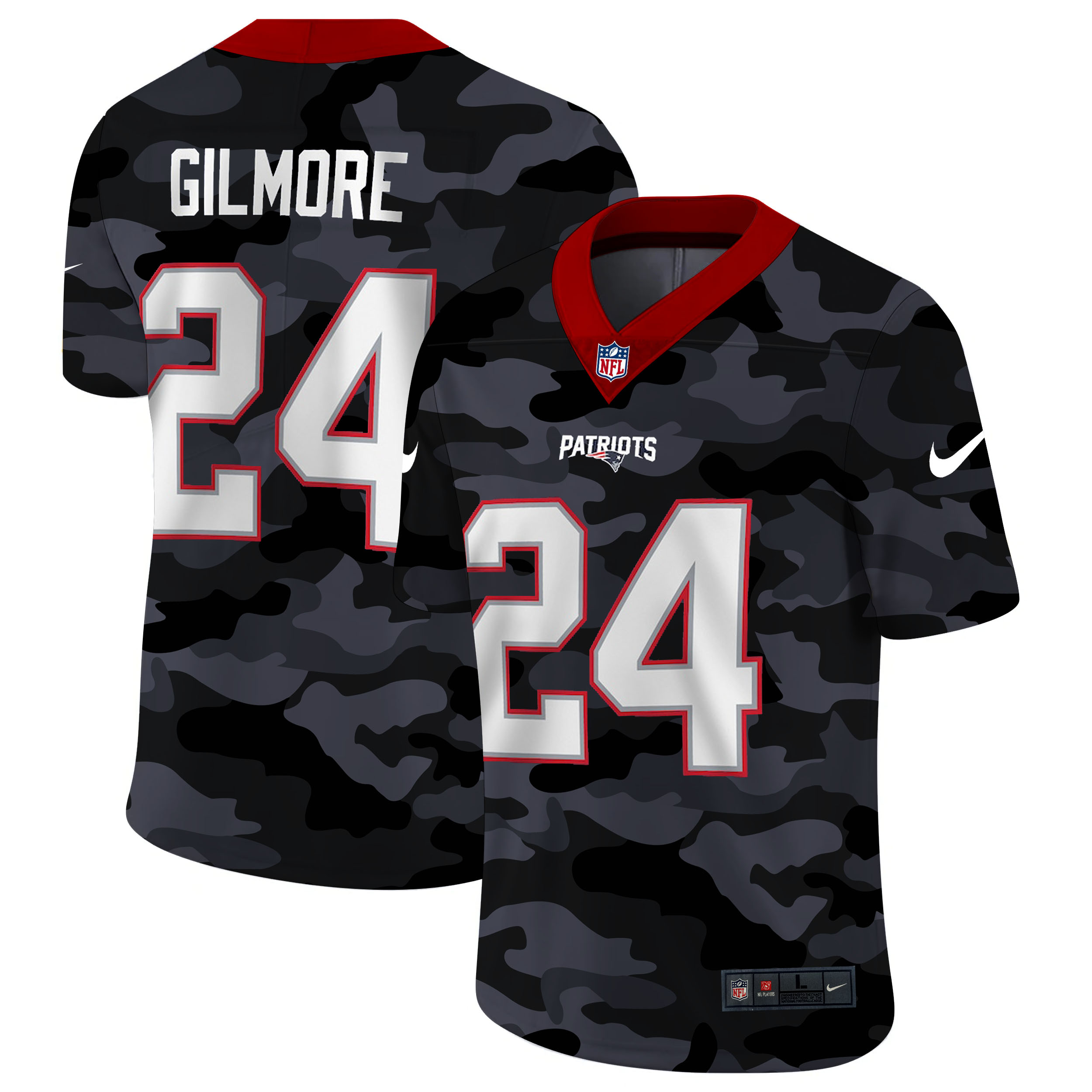 Personalized New England Patriots #24 Stephon Gilmore Men’s 2020 Black CAMO Untouchable Limited Stitched NFL Jersey