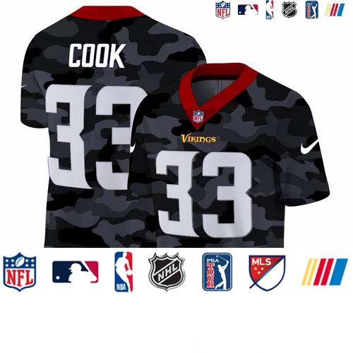 Personalized Minnesota Vikings #33 Dalvin Cook Men’s 2020 Black CAMO Untouchable Limited Stitched NFL Jersey