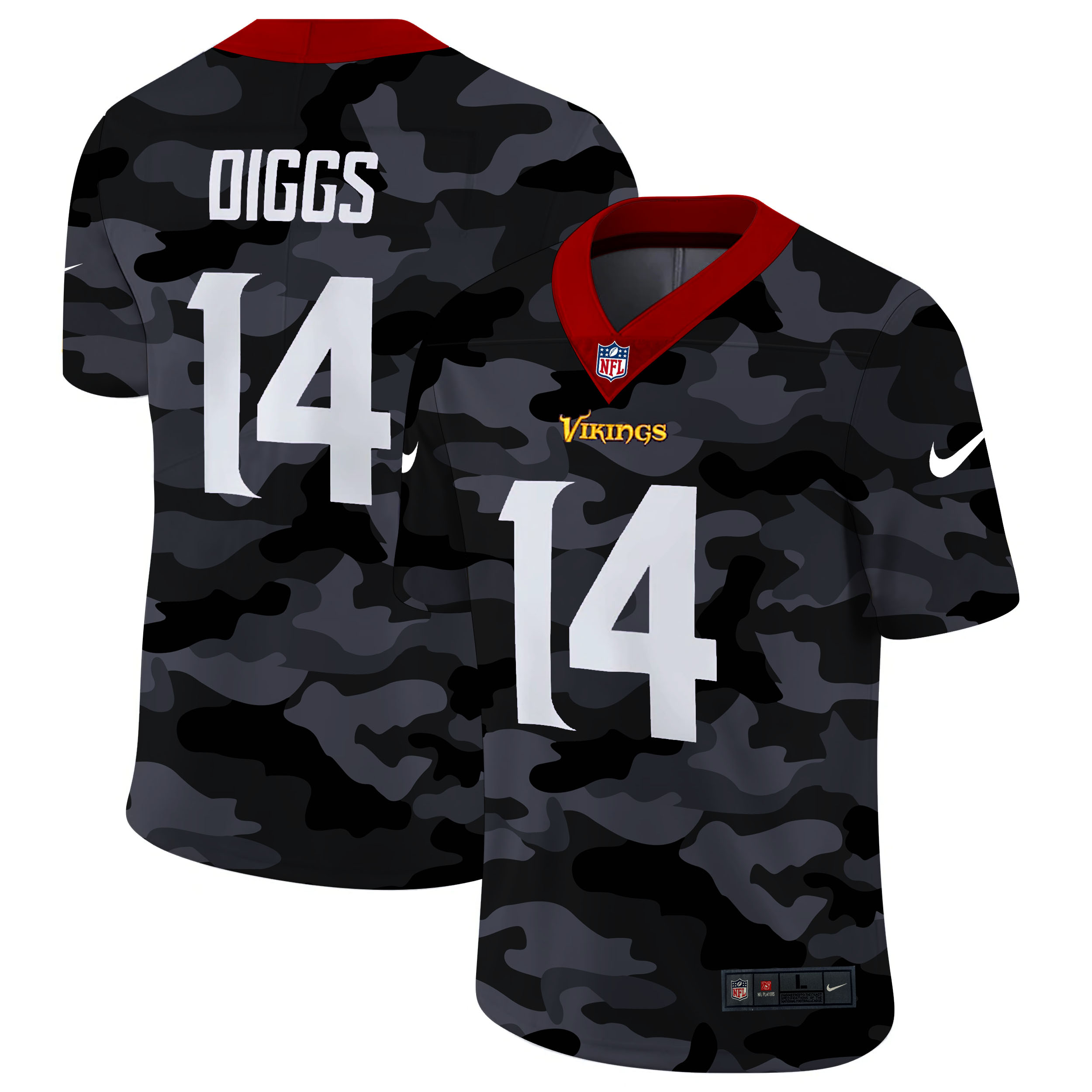 Personalized Minnesota Vikings #14 Stefon Diggs Men’s 2020 Black CAMO Untouchable Limited Stitched NFL Jersey