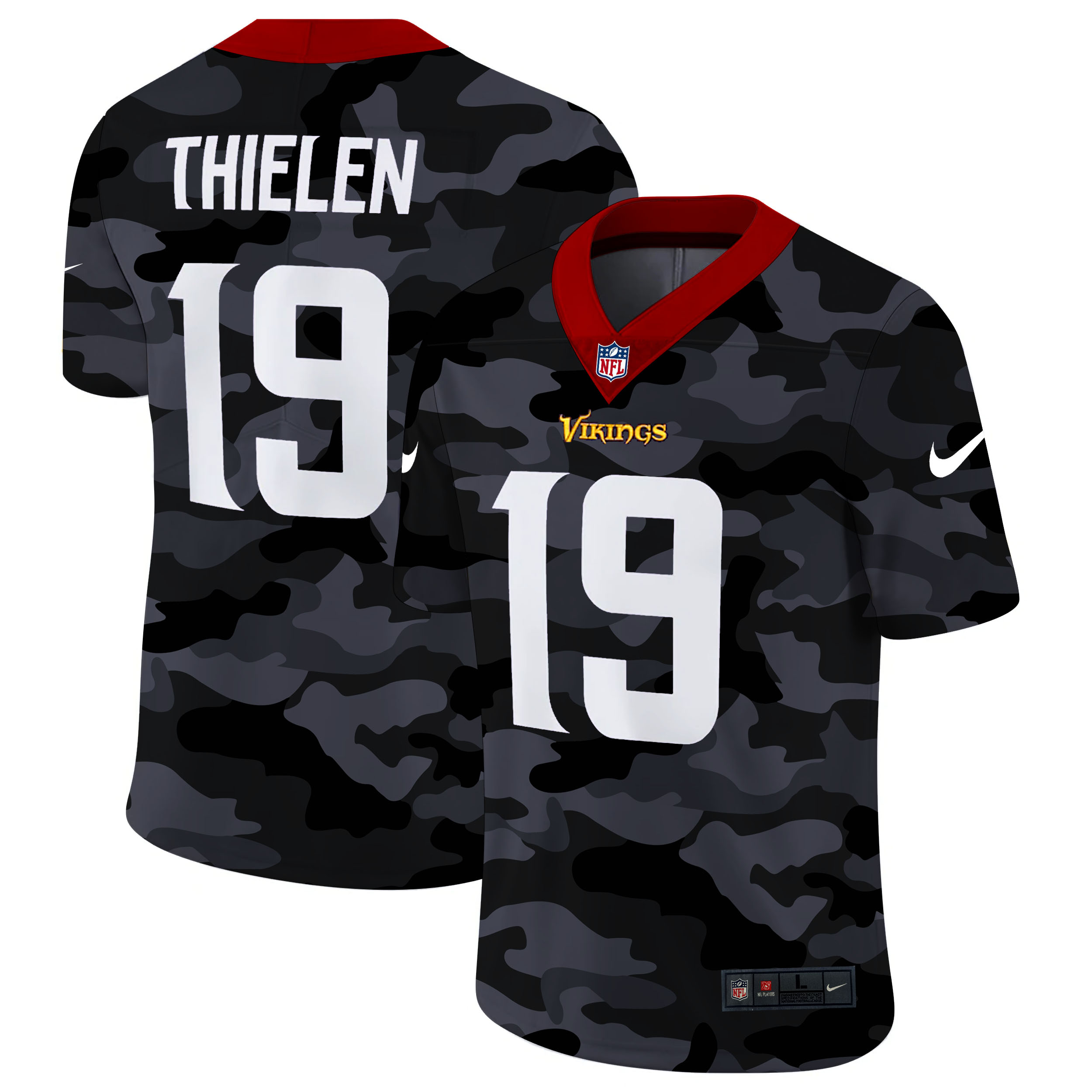 Personalized Minnesota Vikings #19 Adam Thielen Men’s 2020 Black CAMO Untouchable Limited Stitched NFL Jersey