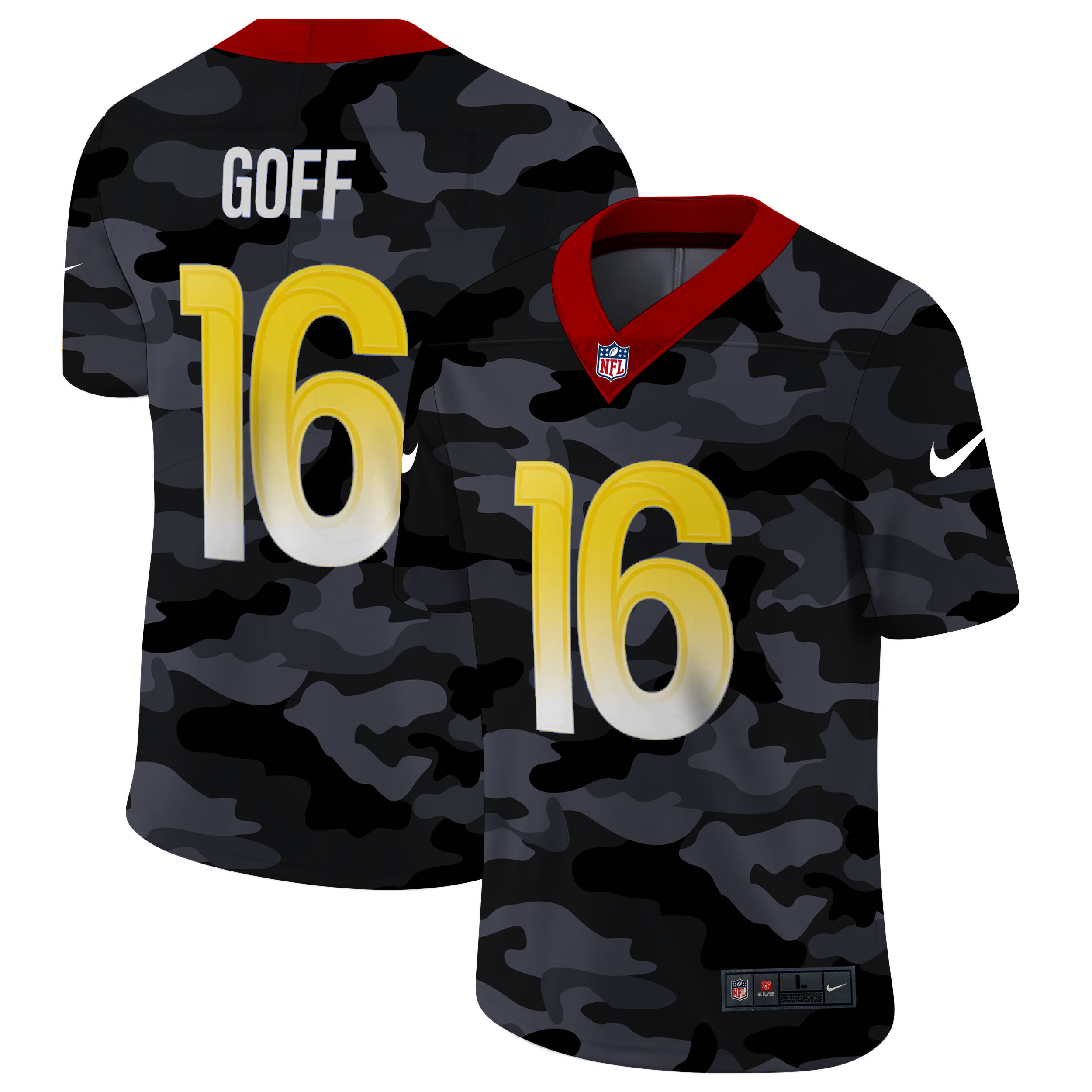 Personalized Los Angeles Rams #16 Jared Goff Men’s 2020 Black CAMO Untouchable Limited Stitched NFL Jersey