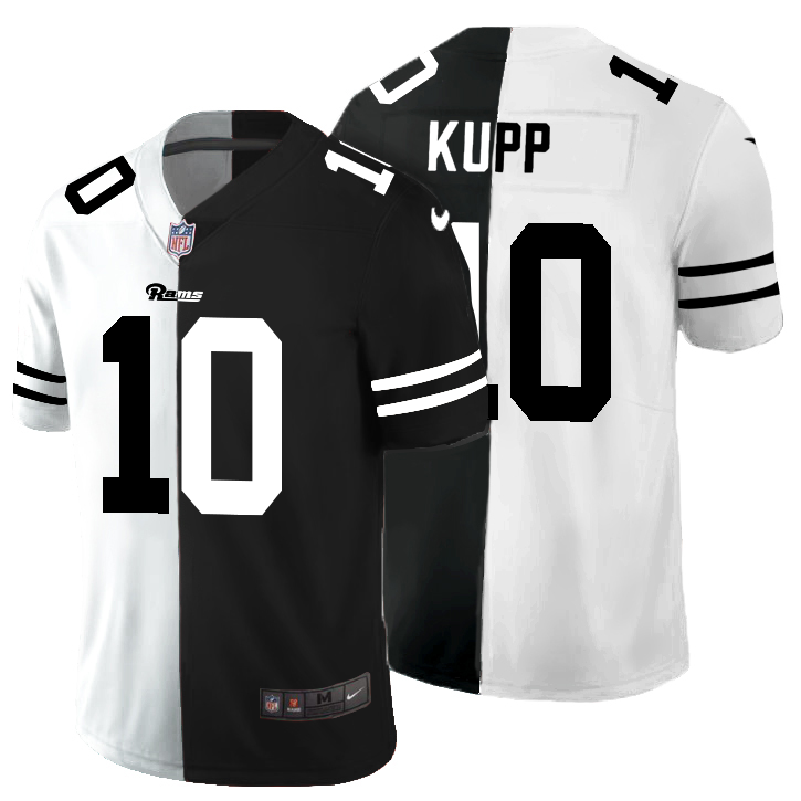 Personalized Los Angeles Rams #10 Cooper Kupp Men’s Black V White Peace Split Untouchable Limited NFL Jersey