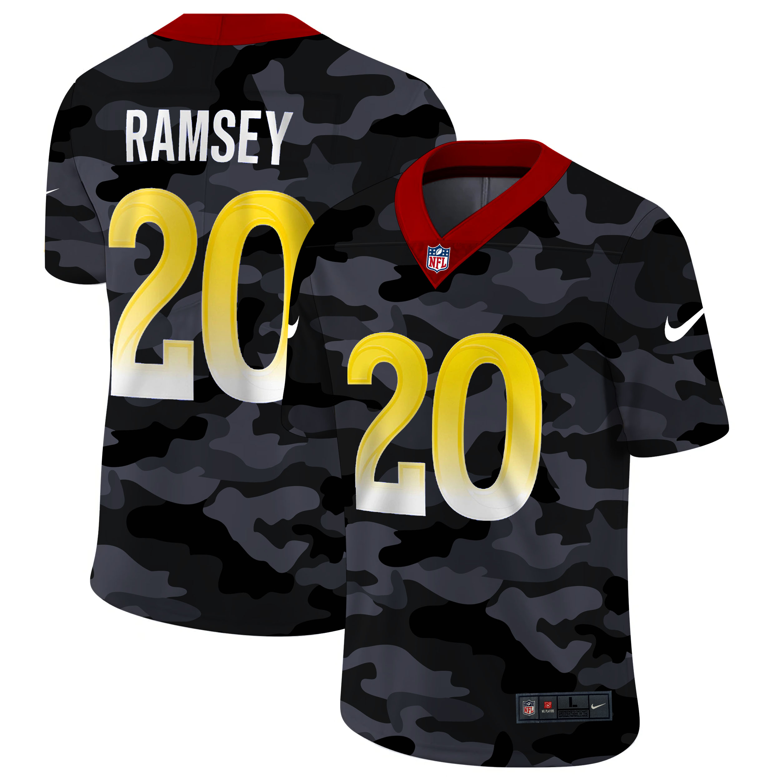 Personalized Los Angeles Rams #20 Jalen Ramsey Men’s 2020 Black CAMO Untouchable Limited Stitched NFL Jersey