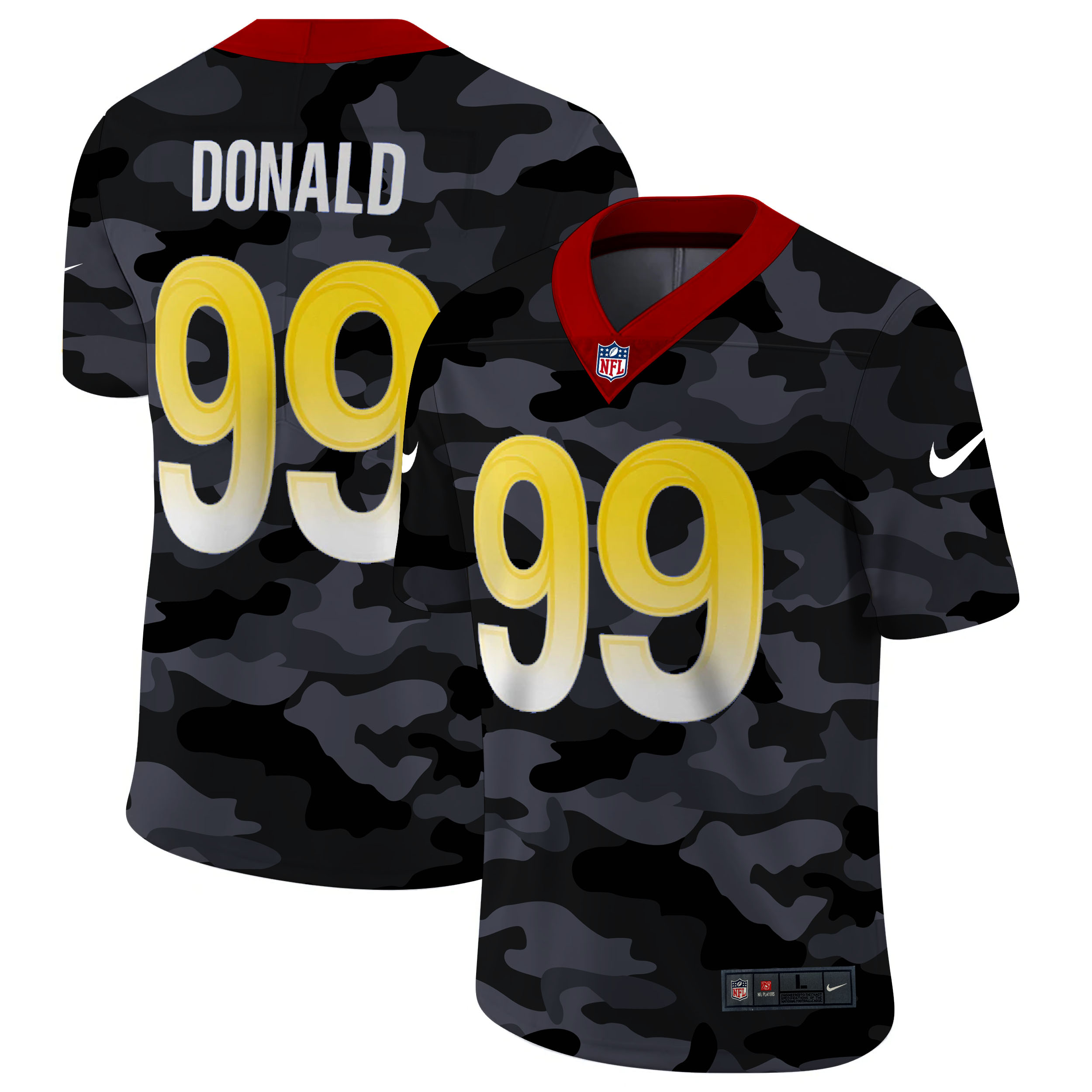 Personalized Los Angeles Rams #99 Aaron Donald Men’s 2020 Black CAMO Untouchable Limited Stitched NFL Jersey