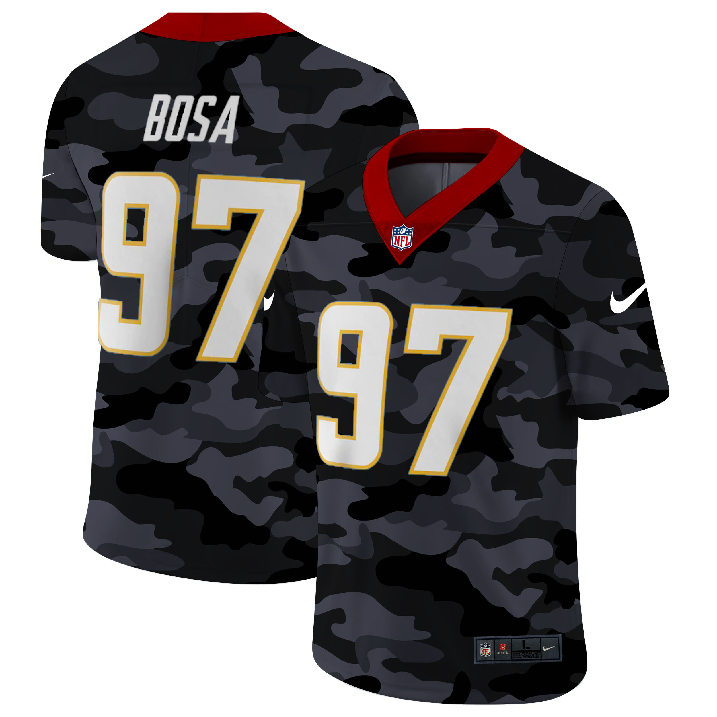 Personalized Los Angeles Chargers #97 Joey Bosa Men’s 2020 Black CAMO Untouchable Limited Stitched NFL Jersey