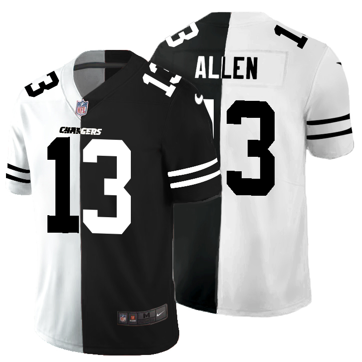Personalized Los Angeles Chargers #13 Keenan Allen Men’s Black V White Peace Split Untouchable Limited NFL Jersey