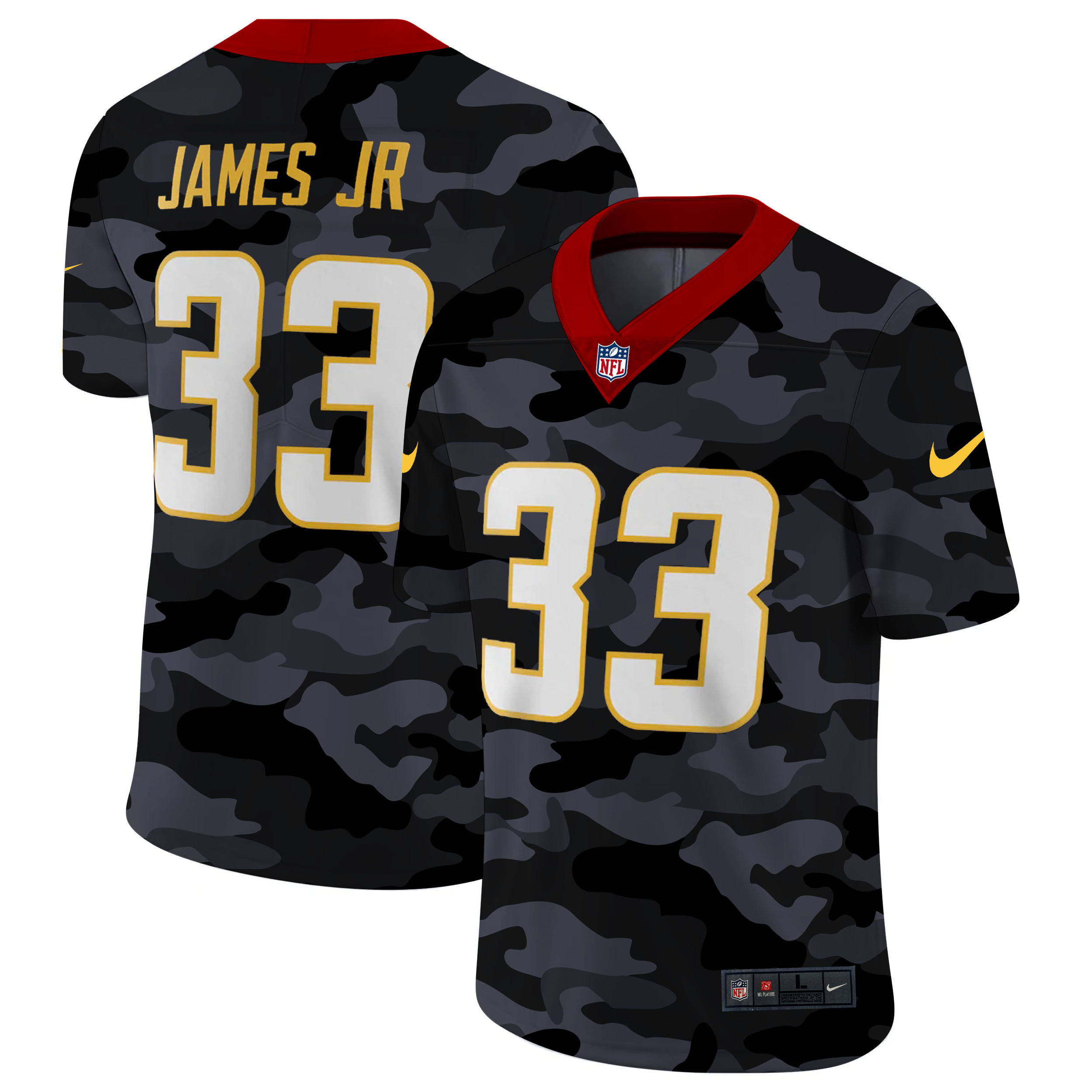 Personalized Los Angeles Chargers #33 Derwin James Jr Men’s 2020 Black CAMO Untouchable Limited Stitched NFL Jersey