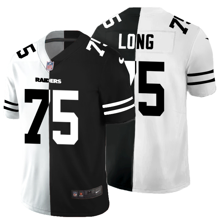 Personalized Las Vegas Raiders #75 Howie Long Men’s Black V White Peace Split Untouchable Limited NFL Jersey