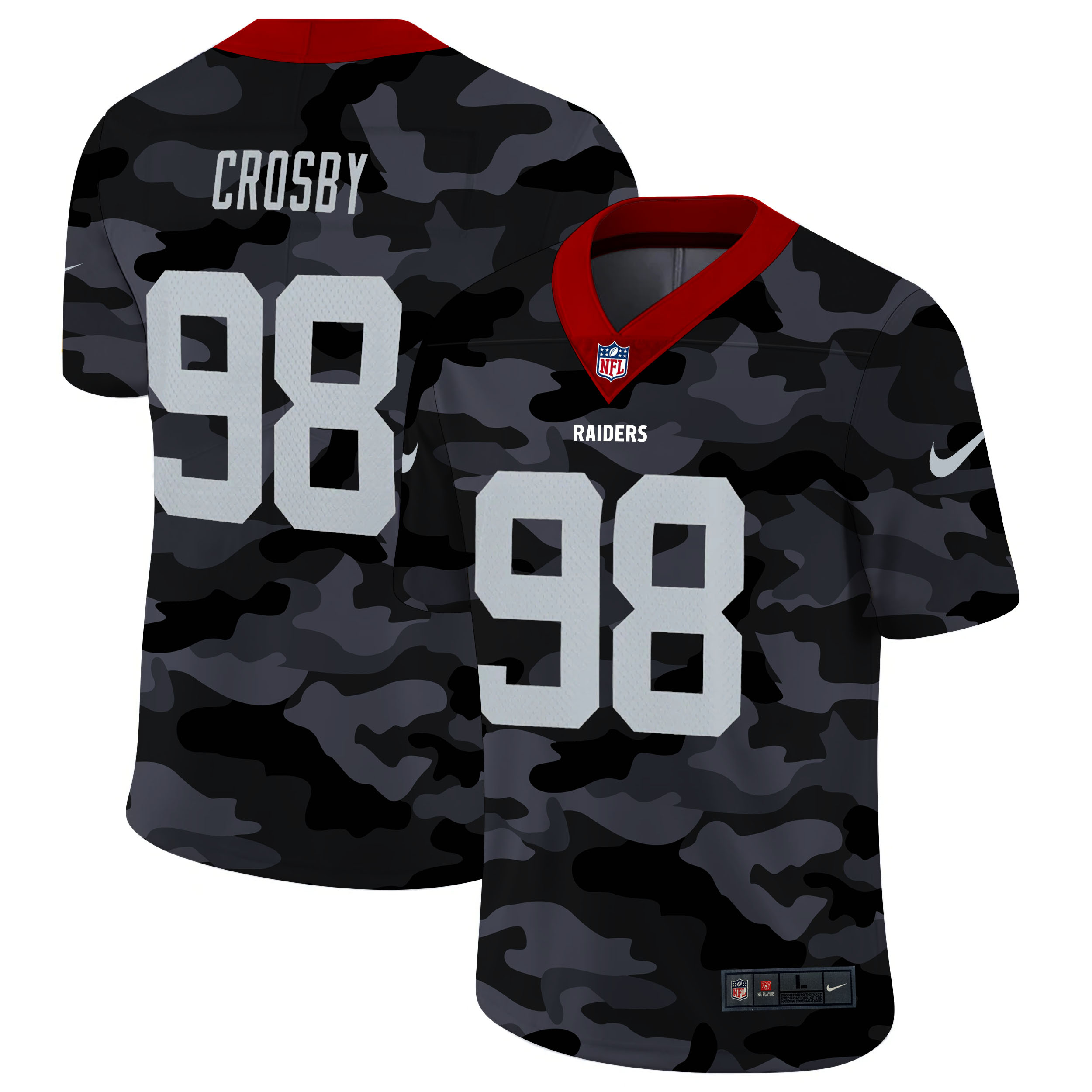 Personalized Las Vegas Raiders #98 Maxx Crosby Men’s 2020 Black CAMO Untouchable Limited Stitched NFL Jersey