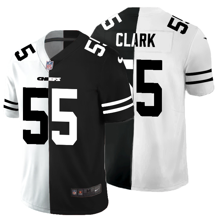 Personalized Kansas City Chiefs #55 Frank Clark Men’s Black V White Peace Split Untouchable Limited NFL Jersey