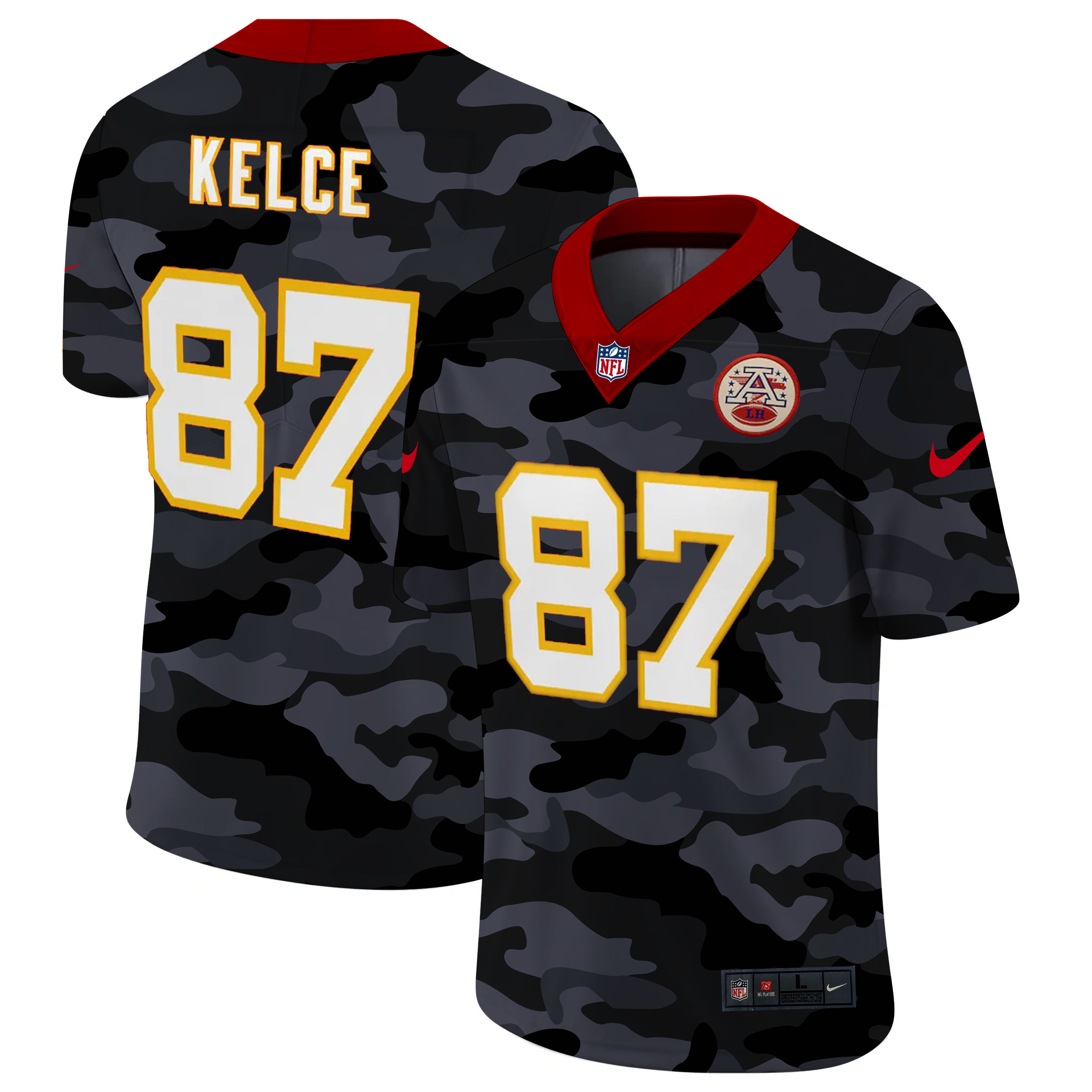 Personalized Kansas City Chiefs #87 Travis Kelce Men’s 2020 Black CAMO Untouchable Limited Stitched NFL Jersey