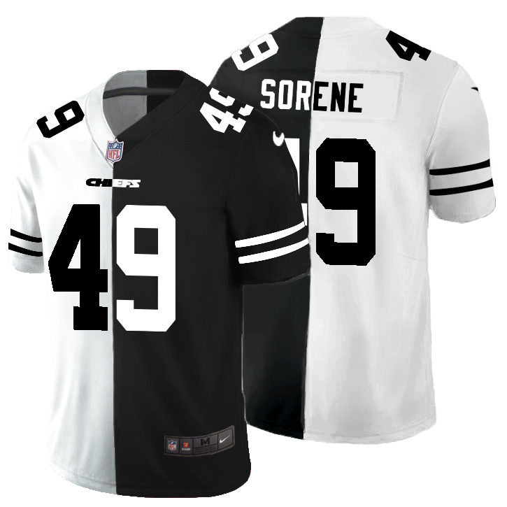 Personalized Kansas City Chiefs #49 Daniel Sorensen Men’s Black V White Peace Split Untouchable Limited NFL Jersey