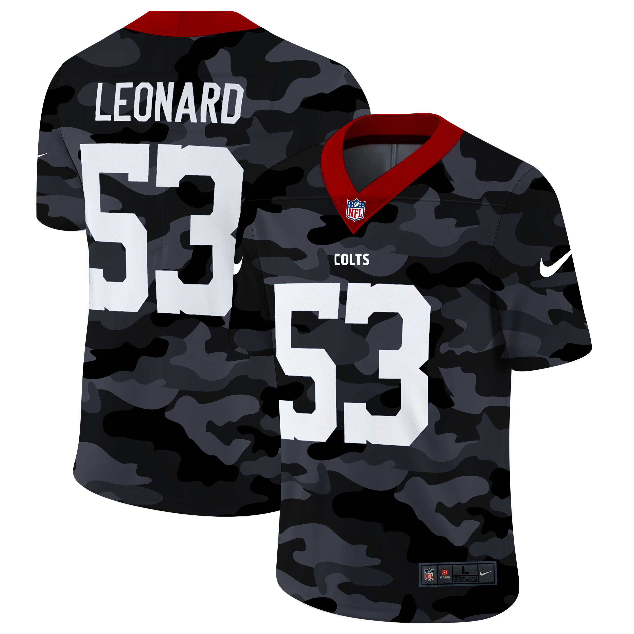 Personalized Indianapolis Colts #53 Darius Leonard Men’s 2020 Black CAMO Untouchable Limited Stitched NFL Jersey