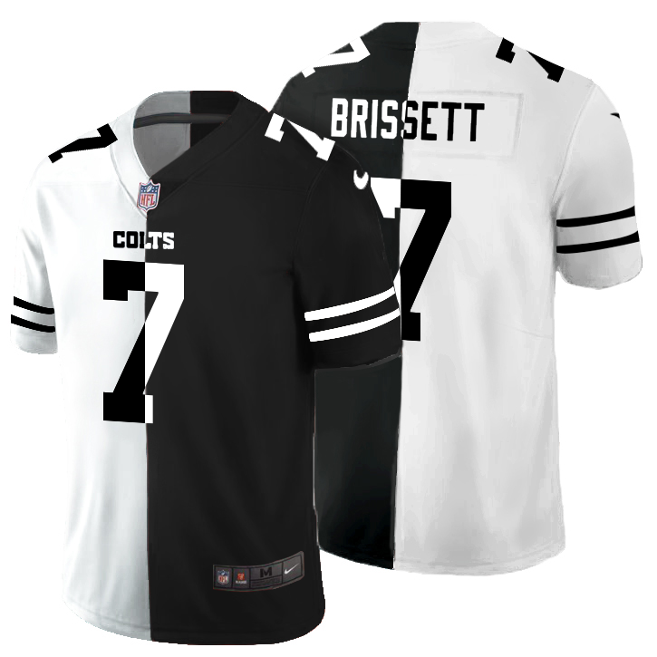 Personalized Indianapolis Colts #7 Jacoby Brissett Men’s Black V White Peace Split Untouchable Limited NFL Jersey