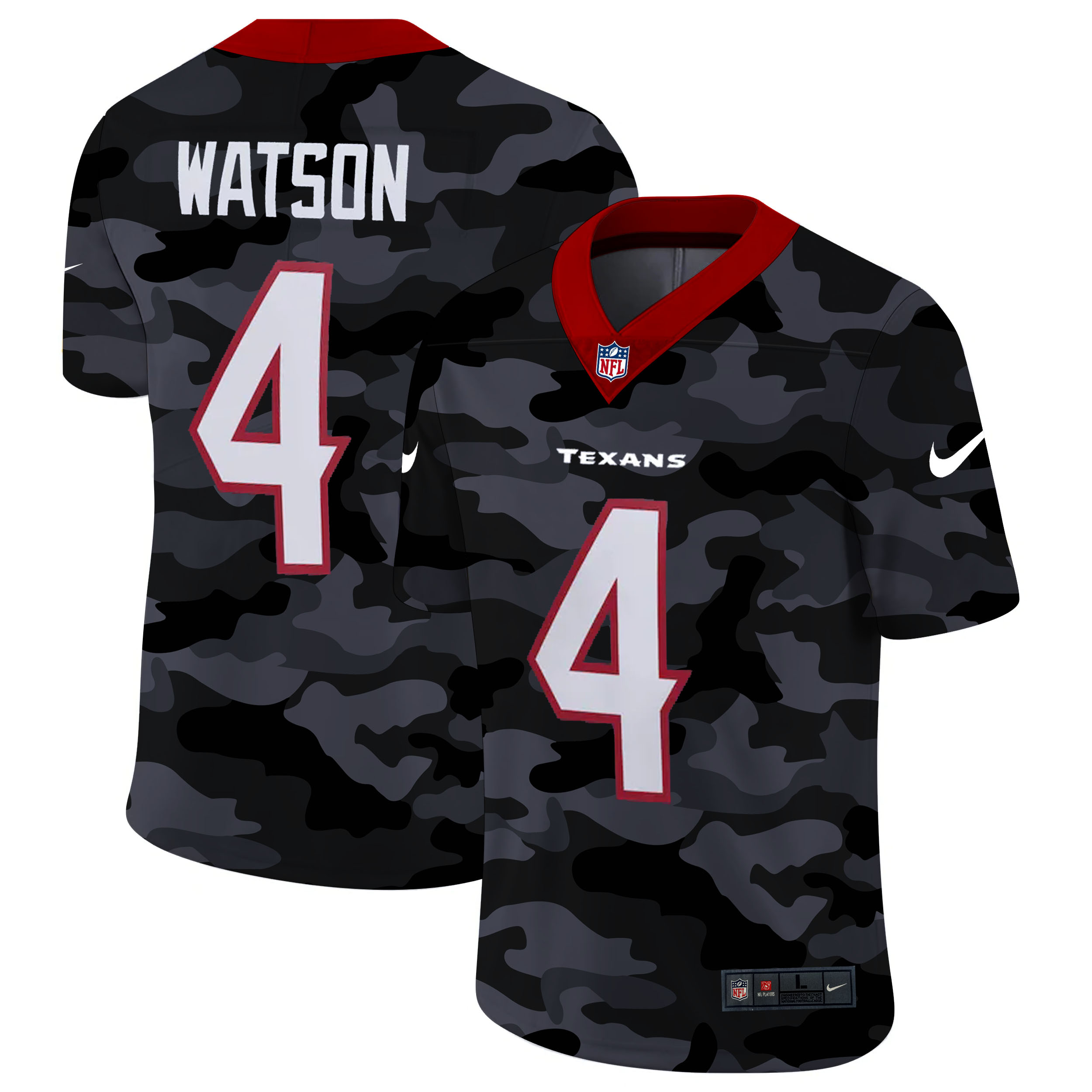 Personalized Houston Texans #4 Deshaun Watson Men’s 2020 Black CAMO Untouchable Limited Stitched NFL Jersey