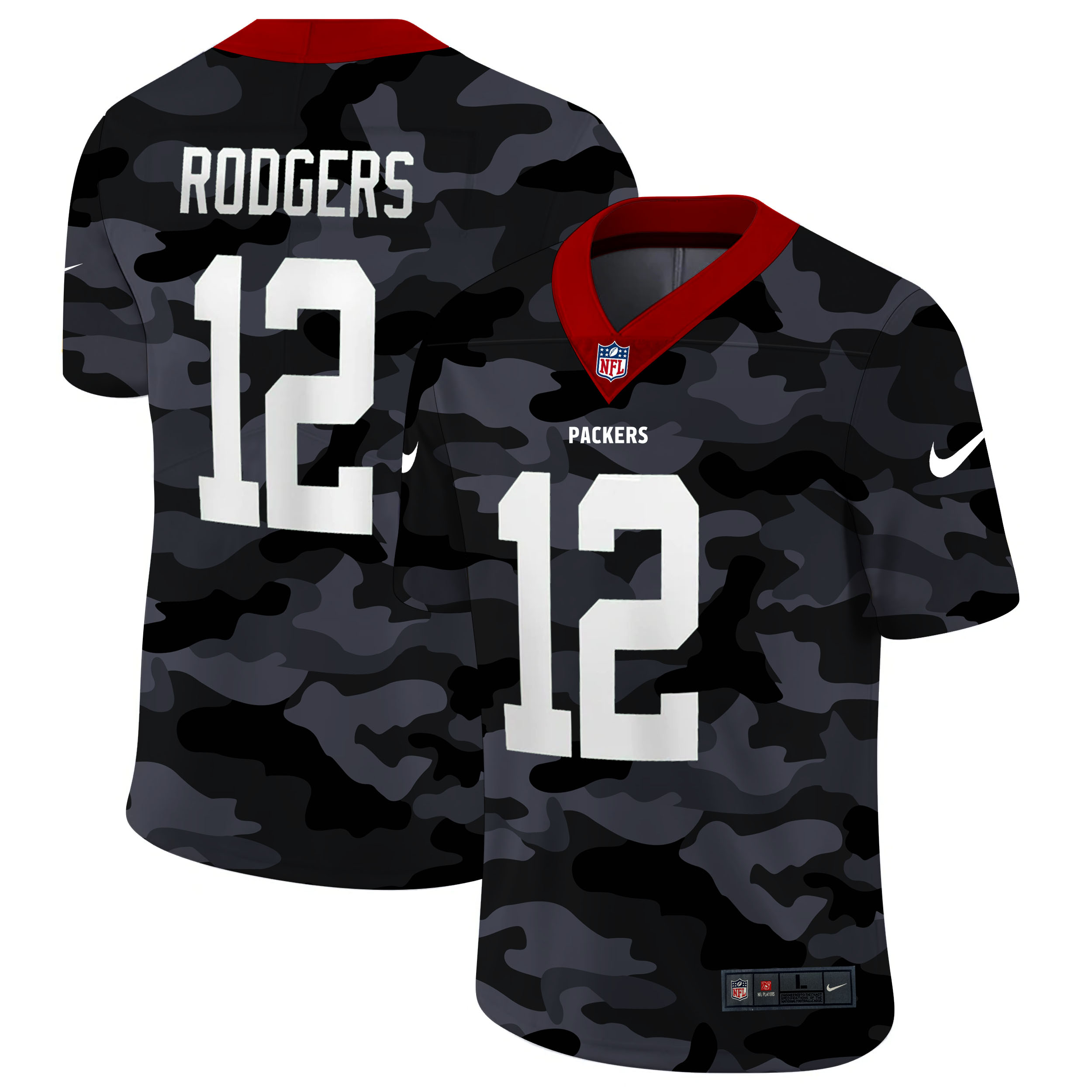 Personalized Green Bay Packers #12 Aaron Rodgers Men’s 2020 Black CAMO Untouchable Limited Stitched NFL Jersey