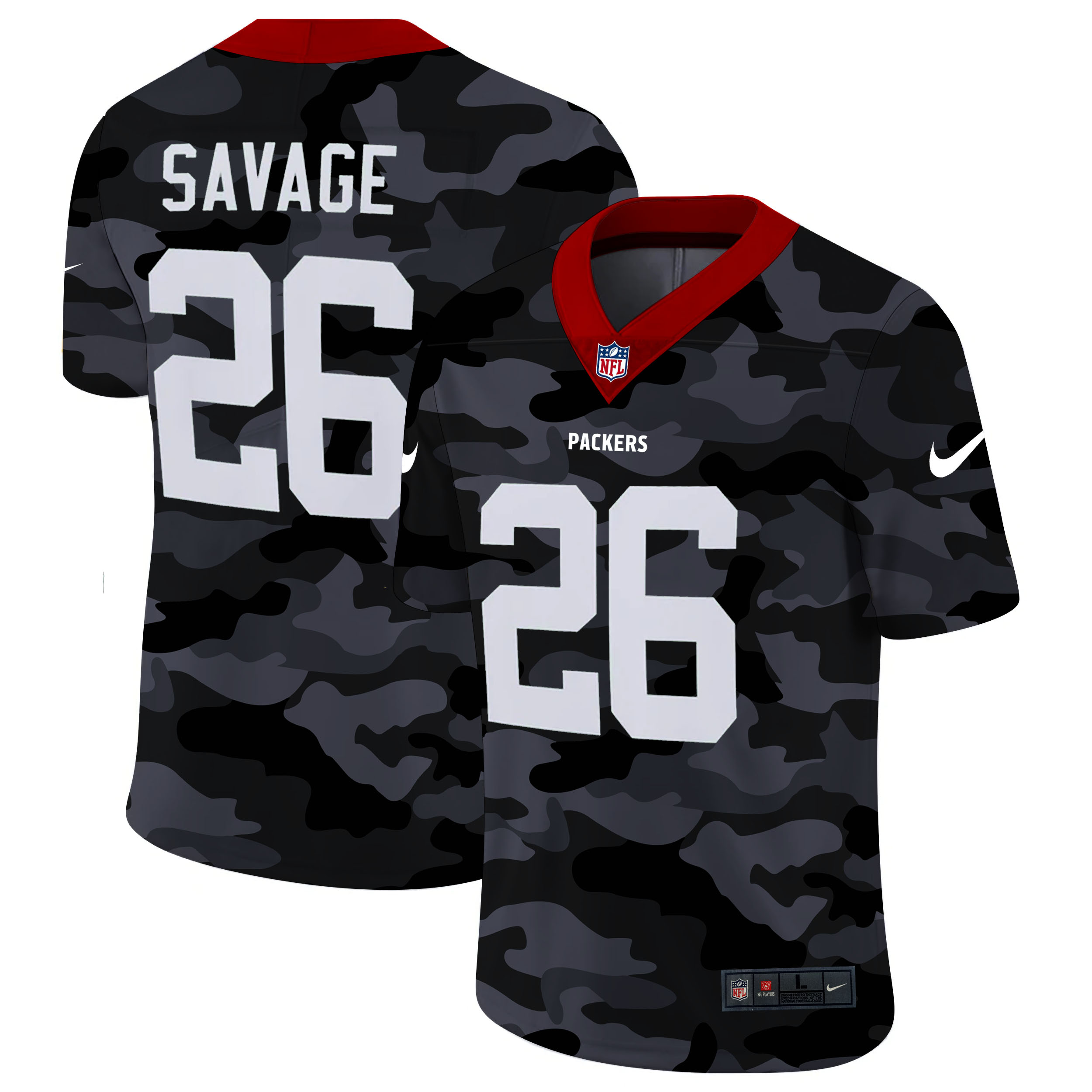 Personalized Green Bay Packers #26 Darnell Savage Jr. Men’s 2020 Black CAMO Untouchable Limited Stitched NFL Jersey