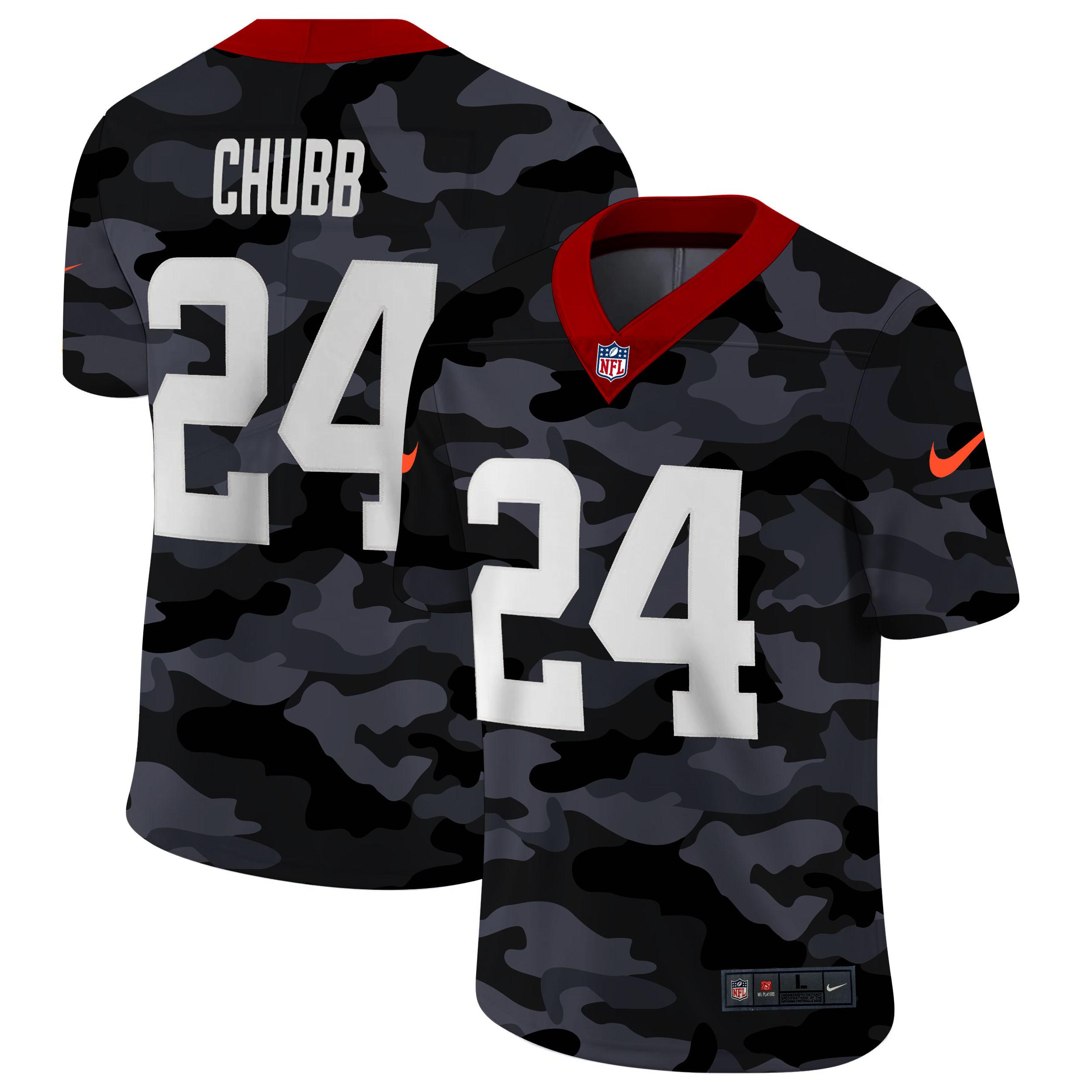 Personalized Cleveland Browns #24 Nick Chubb Men’s 2020 Black CAMO Untouchable Limited Stitched NFL Jersey