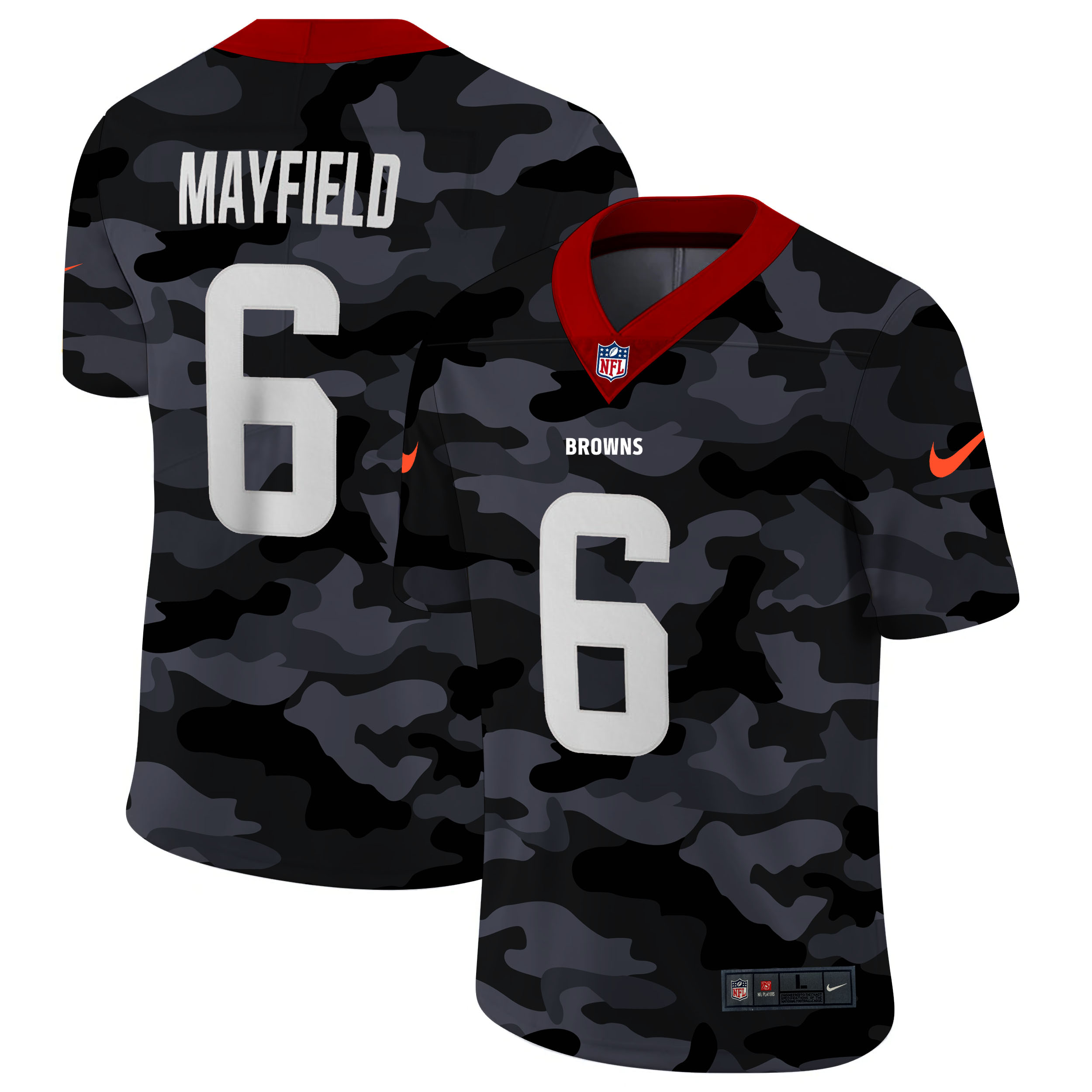 Personalized Cleveland Browns #6 Baker Mayfield Men’s 2020 Black CAMO Untouchable Limited Stitched NFL Jersey