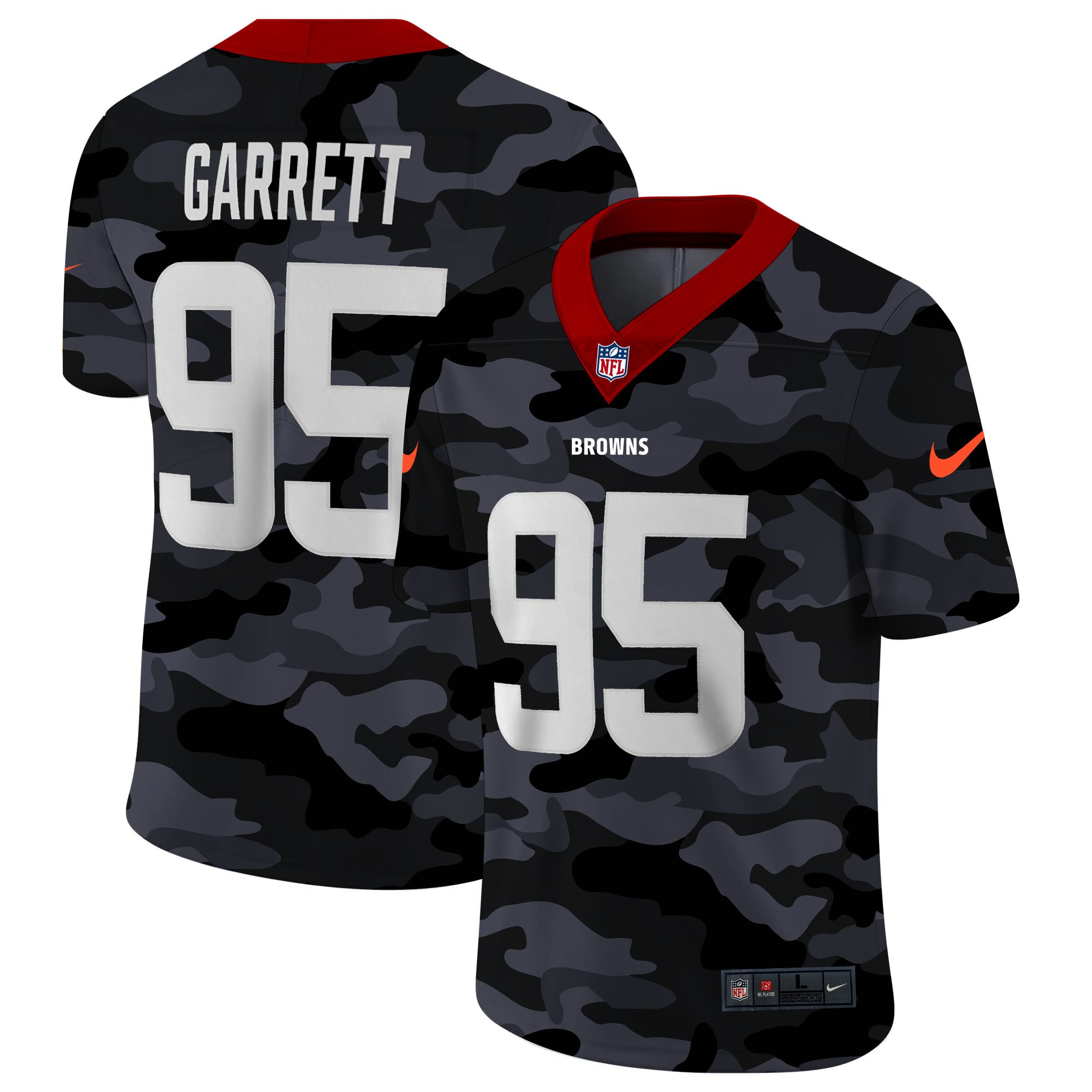 Personalized Cleveland Browns #95 Myles Garrett Men’s 2020 Black CAMO Untouchable Limited Stitched NFL Jersey