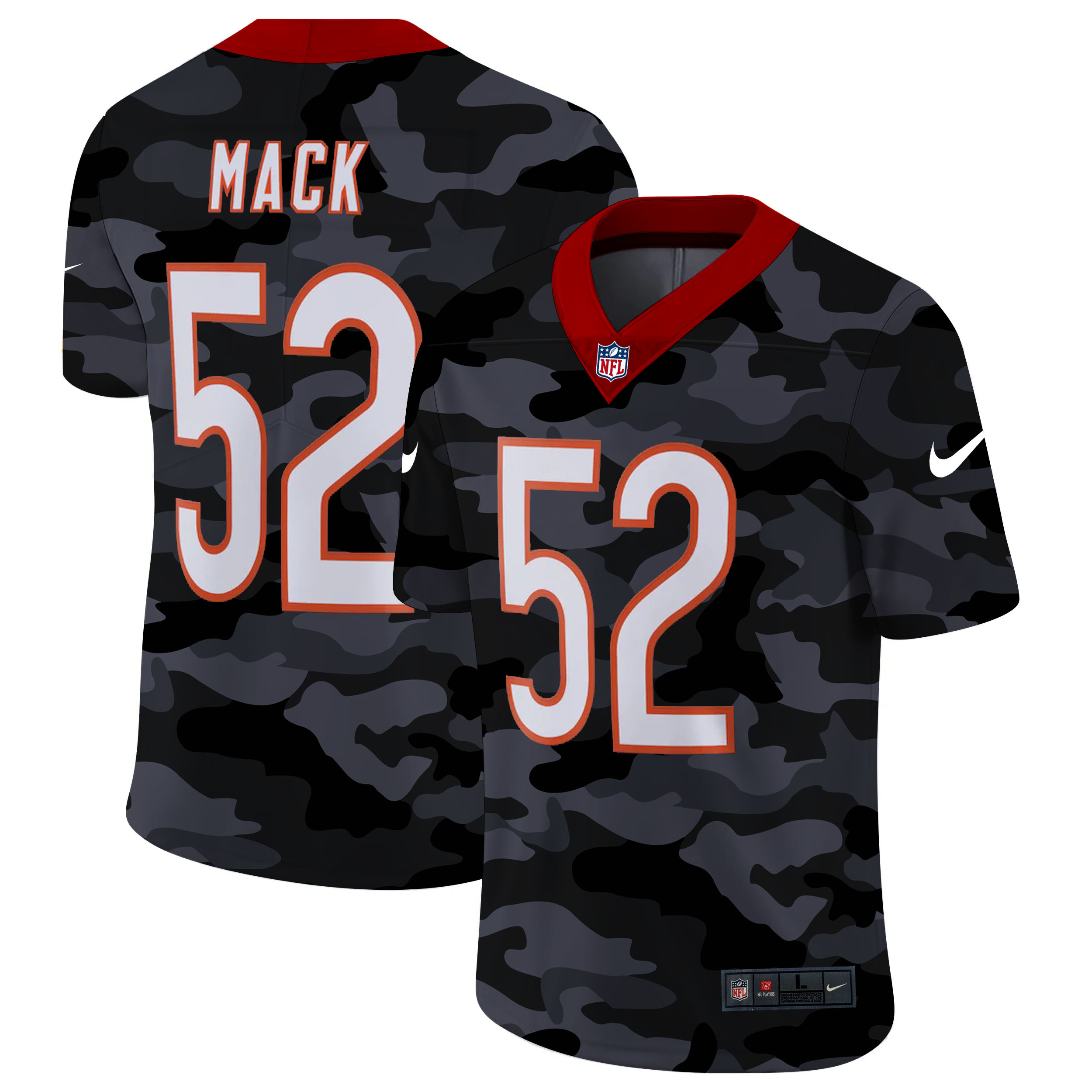 Personalized Chicago Bears #52 Khalil Mack Men’s 2020 Black CAMO Untouchable Limited Stitched NFL Jersey