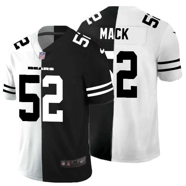 Personalized Chicago Bears #52 Khalil Mack Men’s Black V White Peace Split Untouchable Limited NFL Jersey