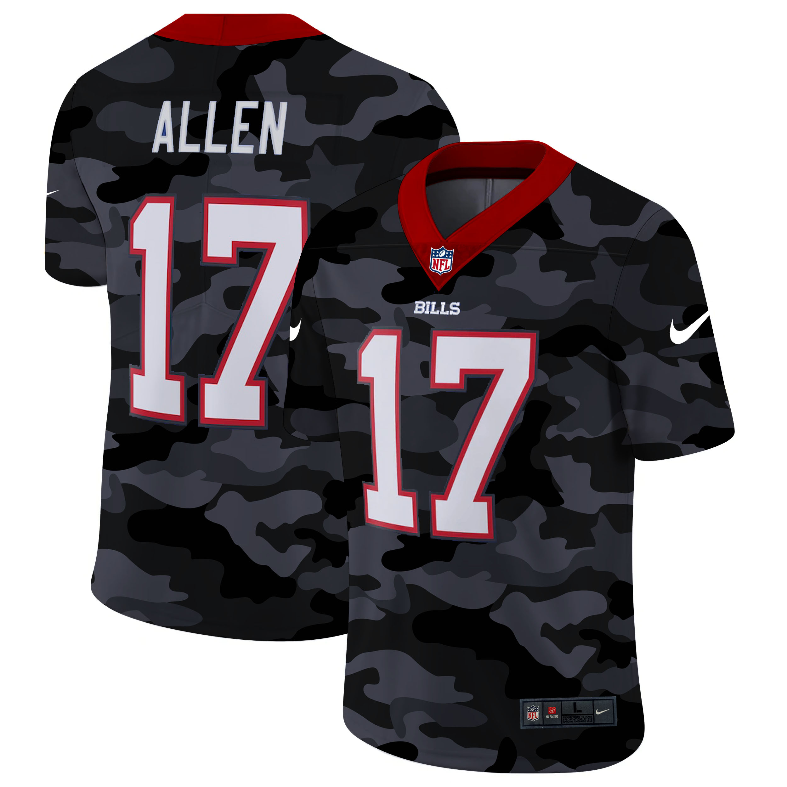 Personalized Buffalo Bills #17 Josh Allen Men’s 2020 Black CAMO Untouchable Limited Stitched NFL Jersey