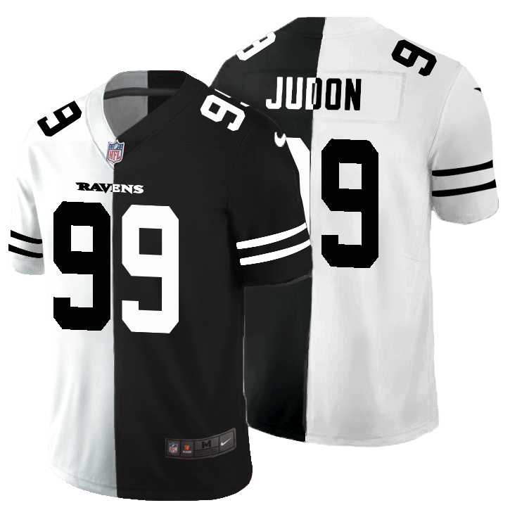 Personalized Baltimore Ravens #99 Matthew Judon Men’s Black V White Peace Split Untouchable Limited NFL Jersey