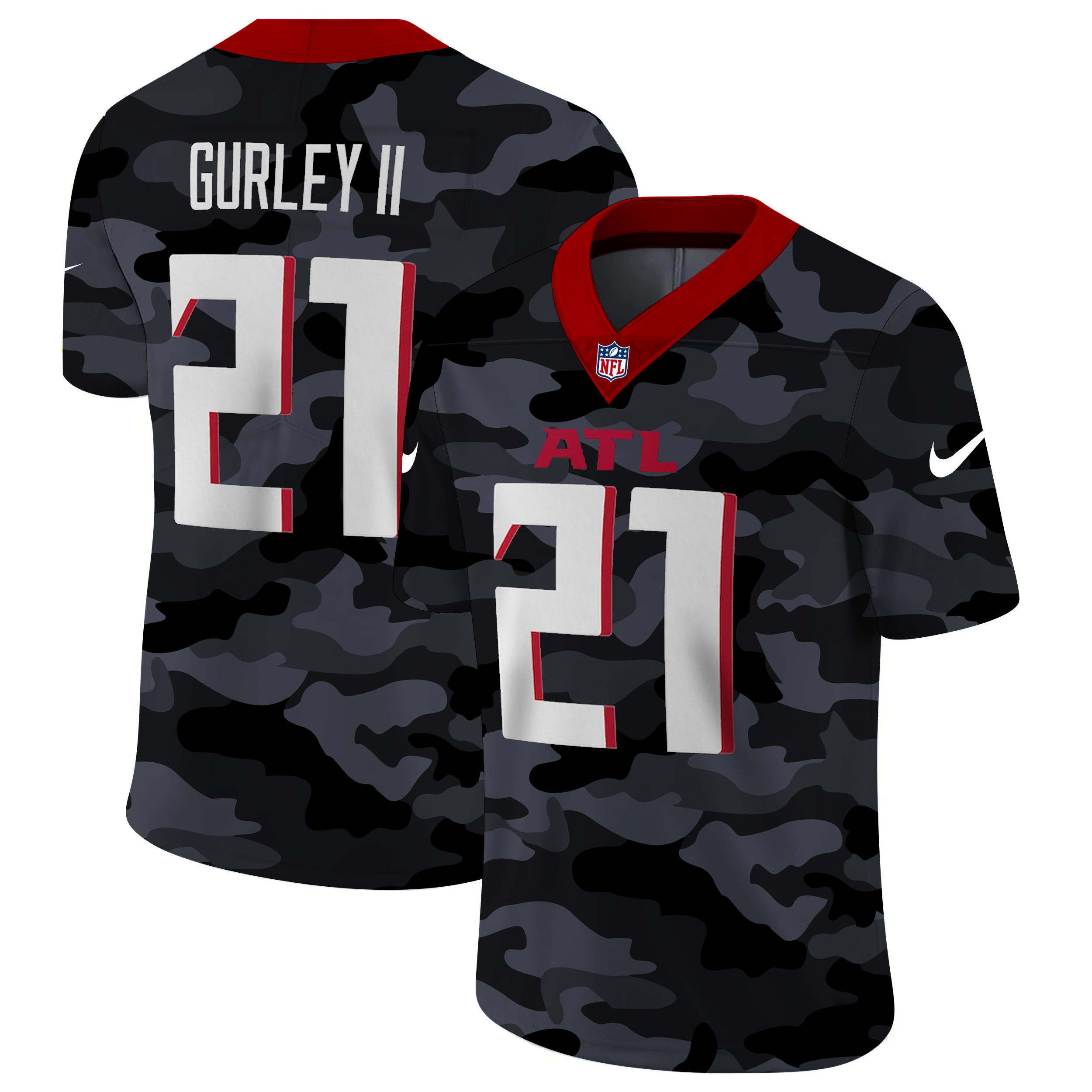 Personalized Atlanta Falcons #21 Todd Gurley II Men’s 2020 Black CAMO Untouchable Limited Stitched NFL Jersey
