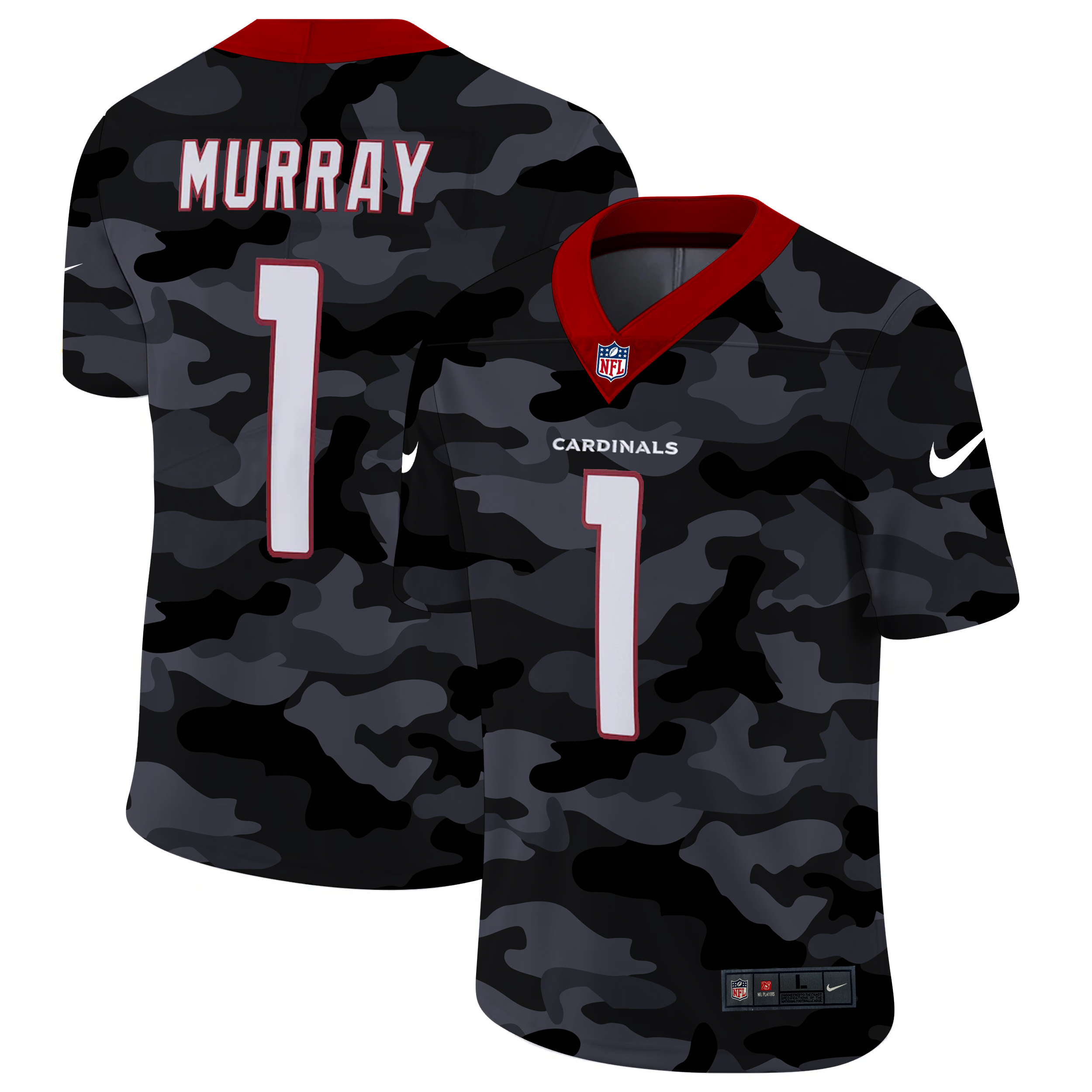 Personalized Arizona Cardinals #1 Kyler Murray Men’s 2020 Black CAMO Untouchable Limited Stitched NFL Jersey
