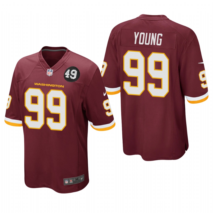 Personalized Washington Redskins #99 Chase Young Men’s Burgundy Bobby Mitchell Uniform Patch NFL Game Jersey