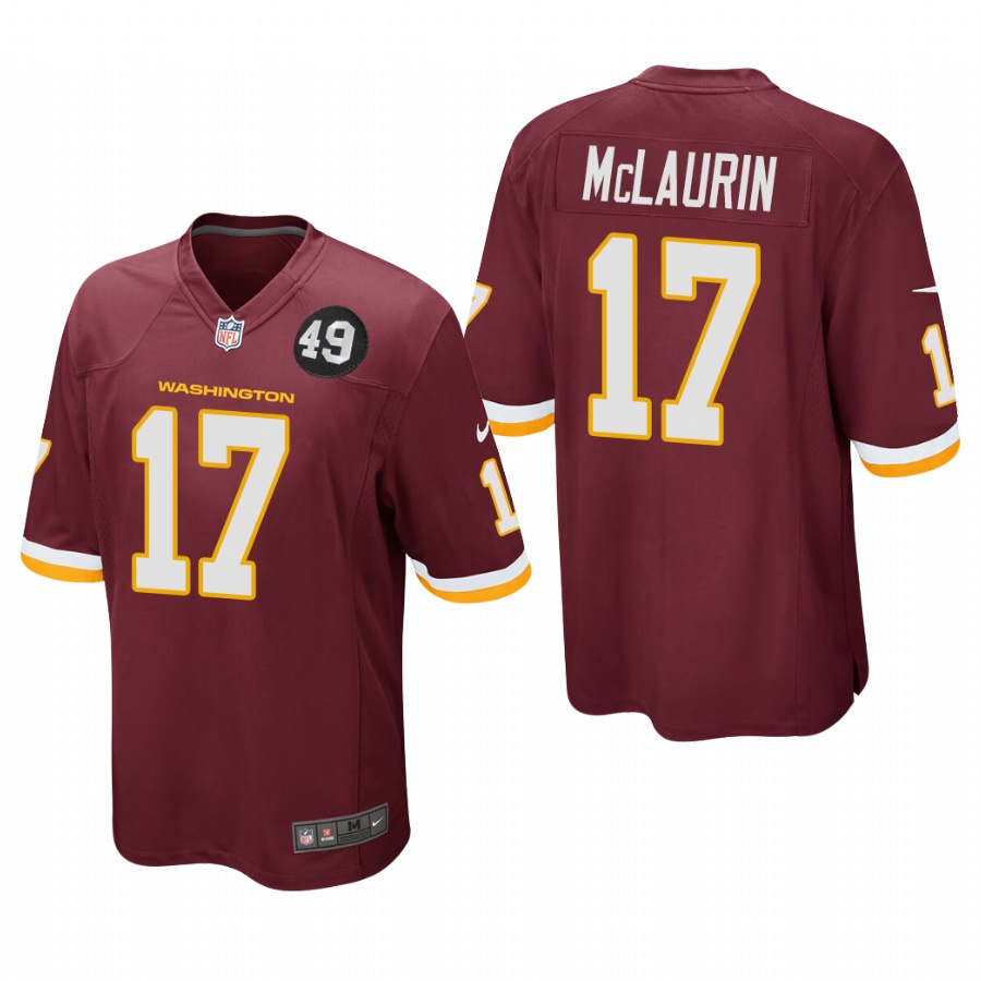 Personalized Washington Redskins #17 Terry McLaurin Men’s Burgundy Bobby Mitchell Uniform Patch NFL Game Jersey