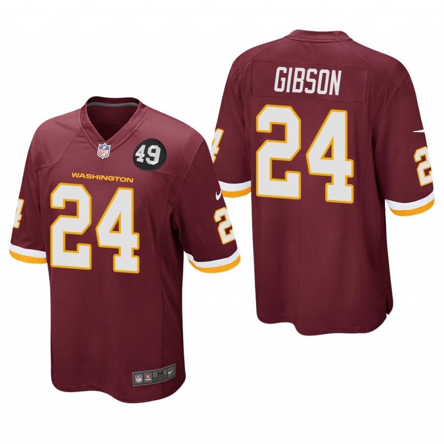 Personalized Washington Redskins #24 Antonio Gibson Men’s Burgundy Bobby Mitchell Uniform Patch NFL Game Jersey