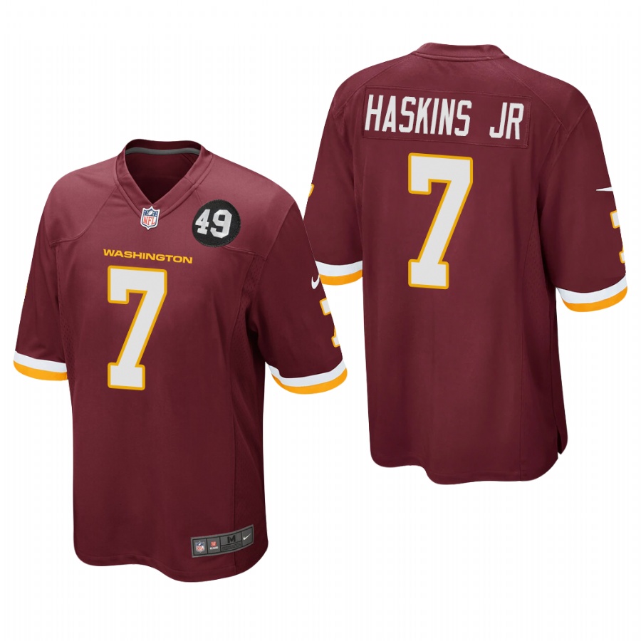 Personalized Washington Redskins #7 Dwayne Haskins Jr Men’s Burgundy Bobby Mitchell Uniform Patch NFL Game Jersey