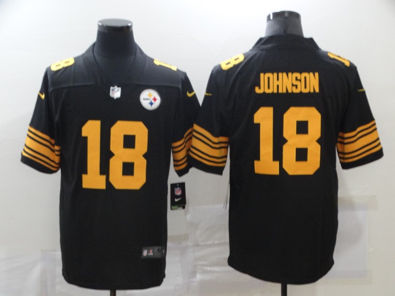 Personalized Steelers 18 Diontae Johnson Black Color Rush Limited Jersey