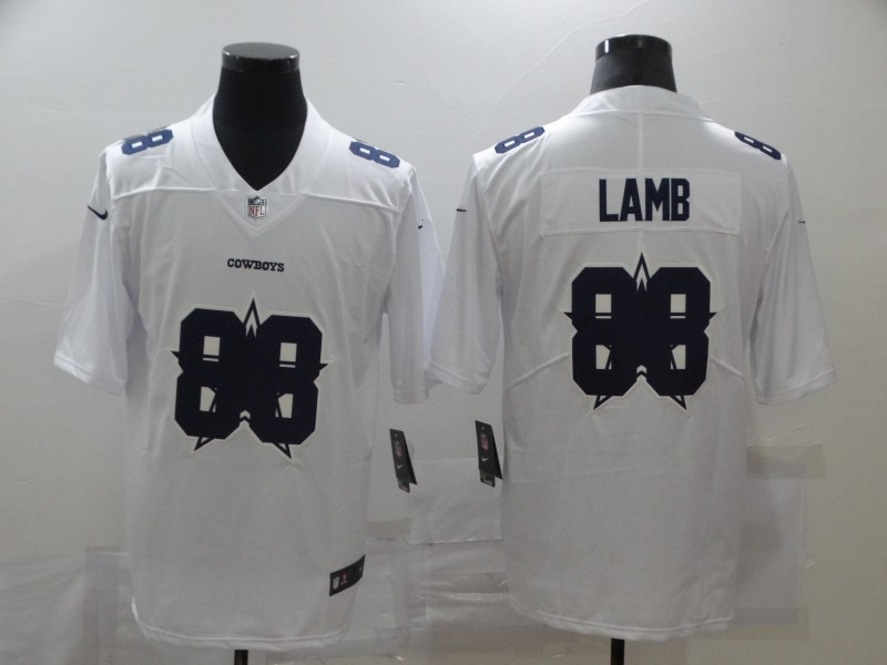 Personalized Cowboys 88 Ceedee Lamb White Shadow Logo Limited Jersey