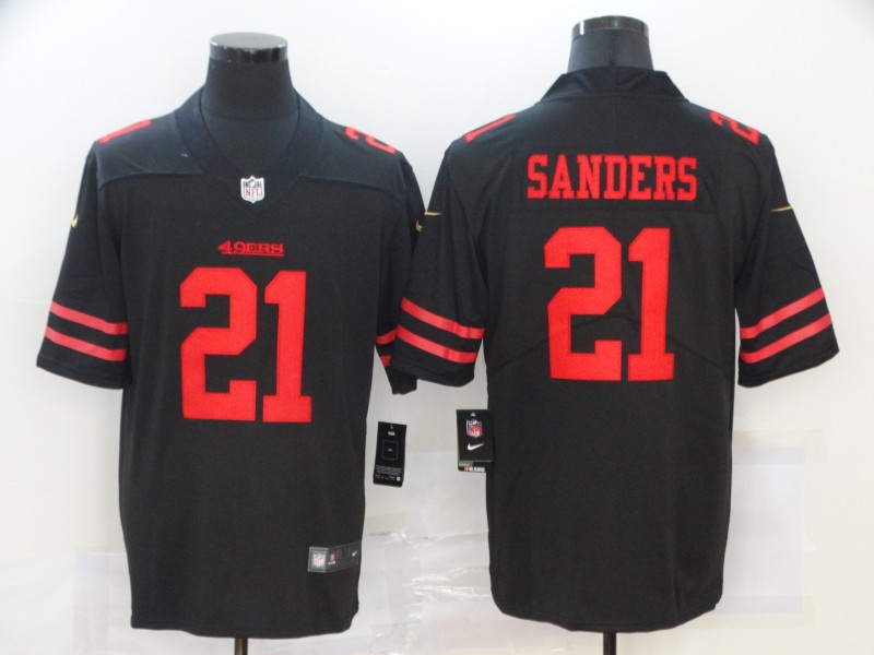 Personalized 49ers 21 Deion Sanders Black Untouchable Limited Jersey