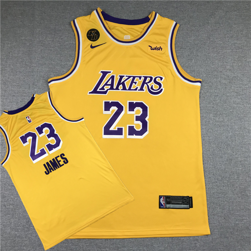 Personalized Lakers 23 Lebron James Yellow KB Swingman Jersey