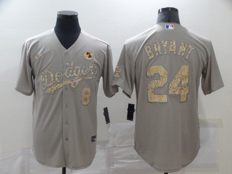 Personalized Dodgers 8 & 24 Kobe Bryant Gray Gold 2020 KB Cool Base Jersey
