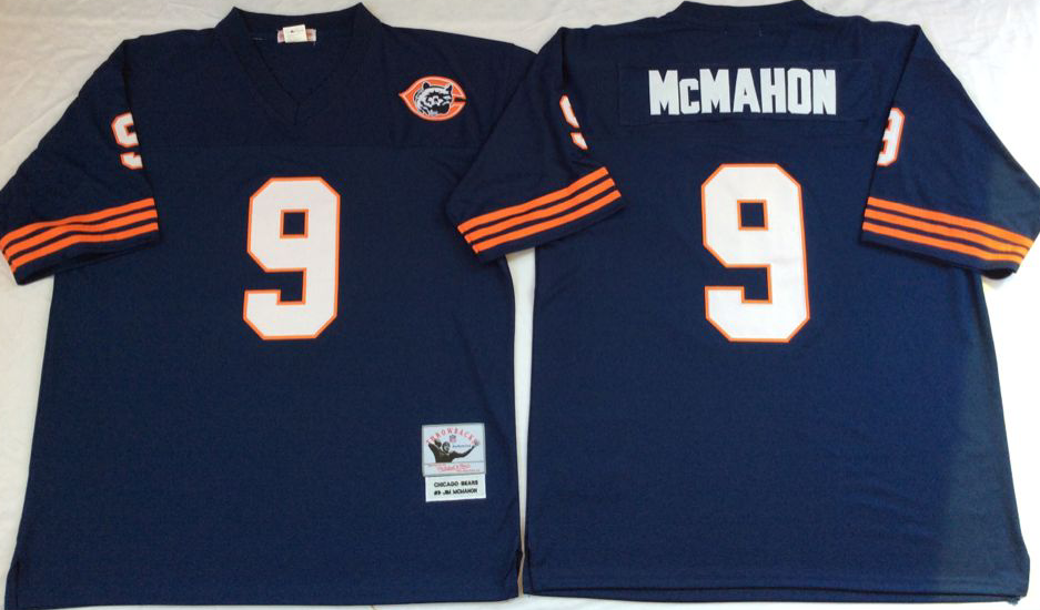 Personalized Bears 9 Jim McMahon Navy 1985 M&N Throwback Jersey