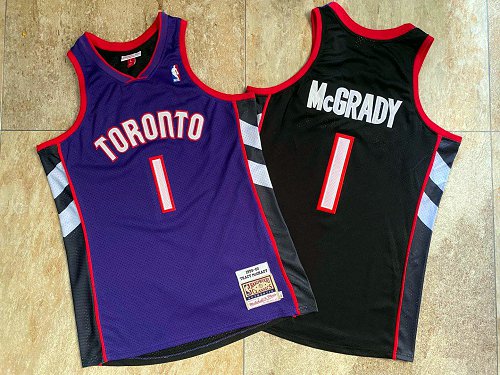 Personalized Raptors 1 Tracy McGrady Purple Black 1999-00 Hardwood Classics Jersey