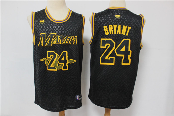 Personalized Lakers 24 Kobe Bryant Black Mamba Swingman Jersey