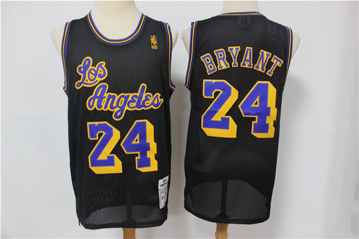 Personalized Lakers 24 Kobe Bryant Black Hardwood Classics Mesh Jersey