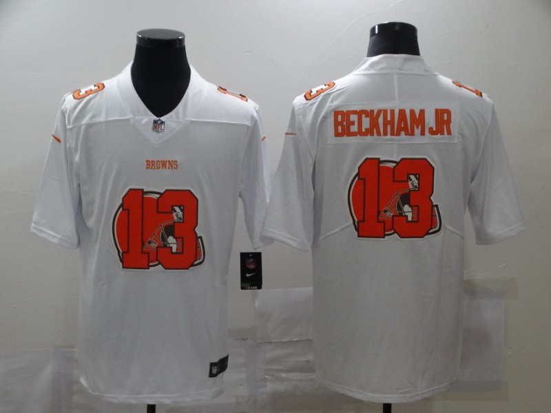Personalized Browns 13 Odell Beckham Jr. White Shadow Logo Limited Jersey