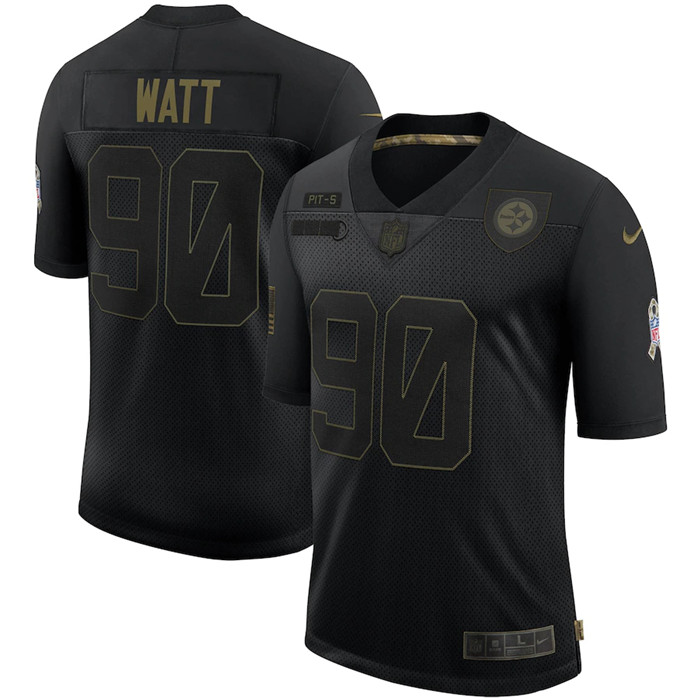 Personalized Steelers 90 T.J. Watt Black 2020 Salute To Service Limited Jersey